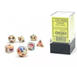 Chessex Festive Mini-Polyhedral Circus/black Dobbelsteen Set (7 Stuks)