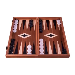 Mahonie 3 In 1 Backgammon/Schaak/Dam Bord Small Zwart