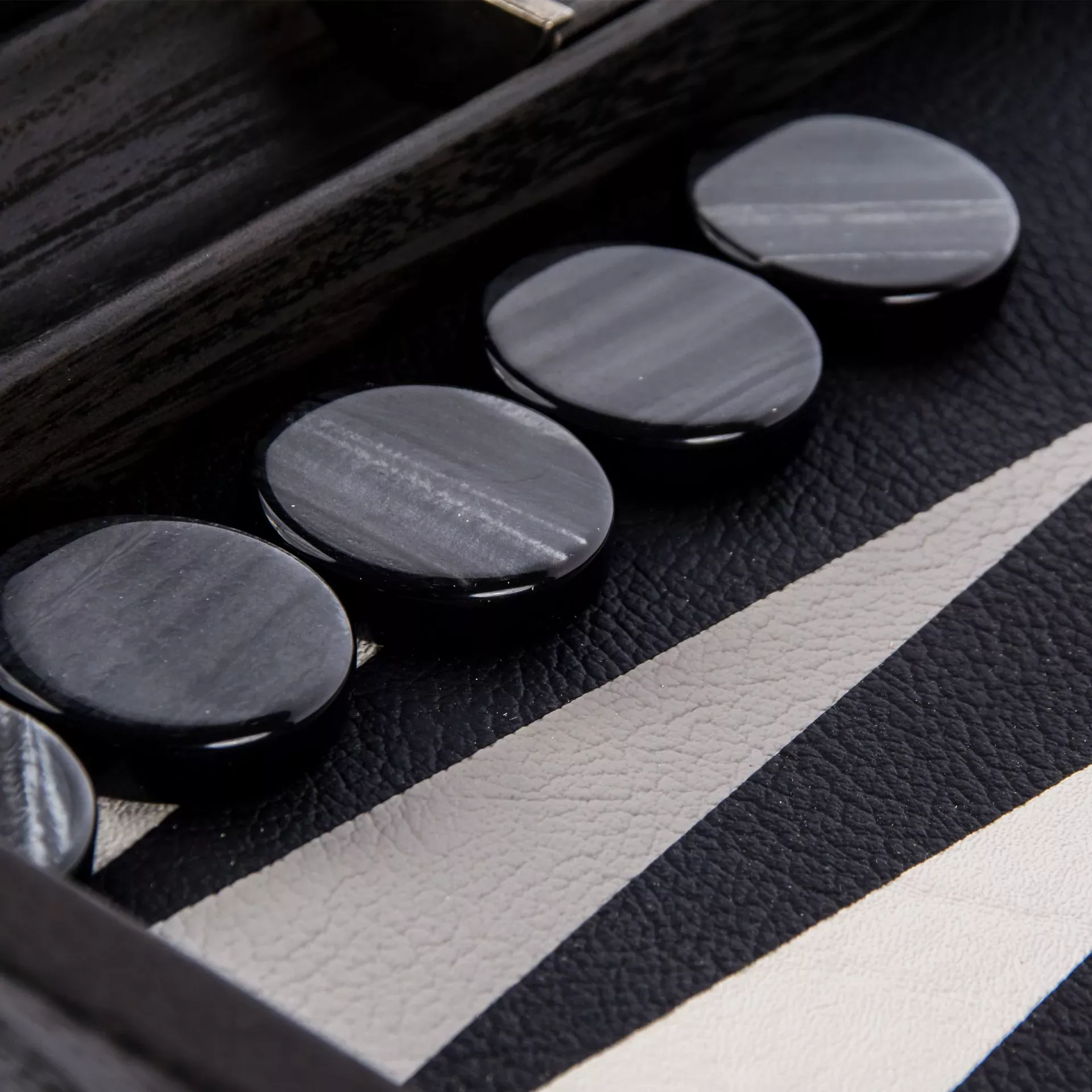 Backgammon Black Inlaid Leatherette 5 Backgammon Black Inlaid Leatherette - Afbeelding 5