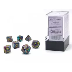 Chessex Festive Mini-Polyhedral Mosaic/yellow Dobbelsteen Set (7 Stuks)